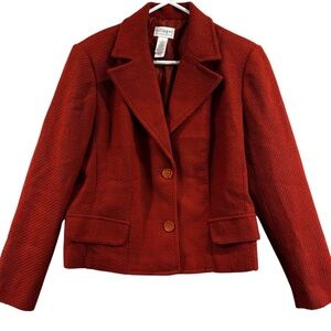 Rust Textured Blazer Fall Layering Workwear Office Chic Size 16